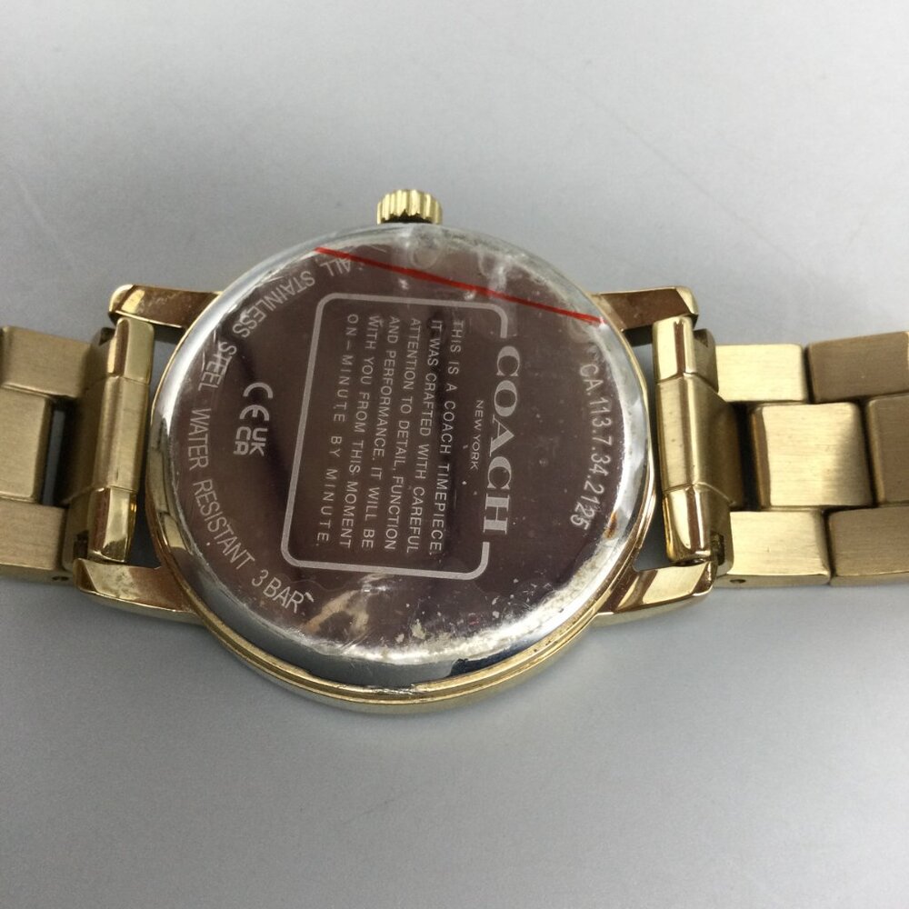 Coach Brand Watch Women 36mm Gold Tone Glitter Dial Logo New Battery 7.25" - Picture 9 of 13